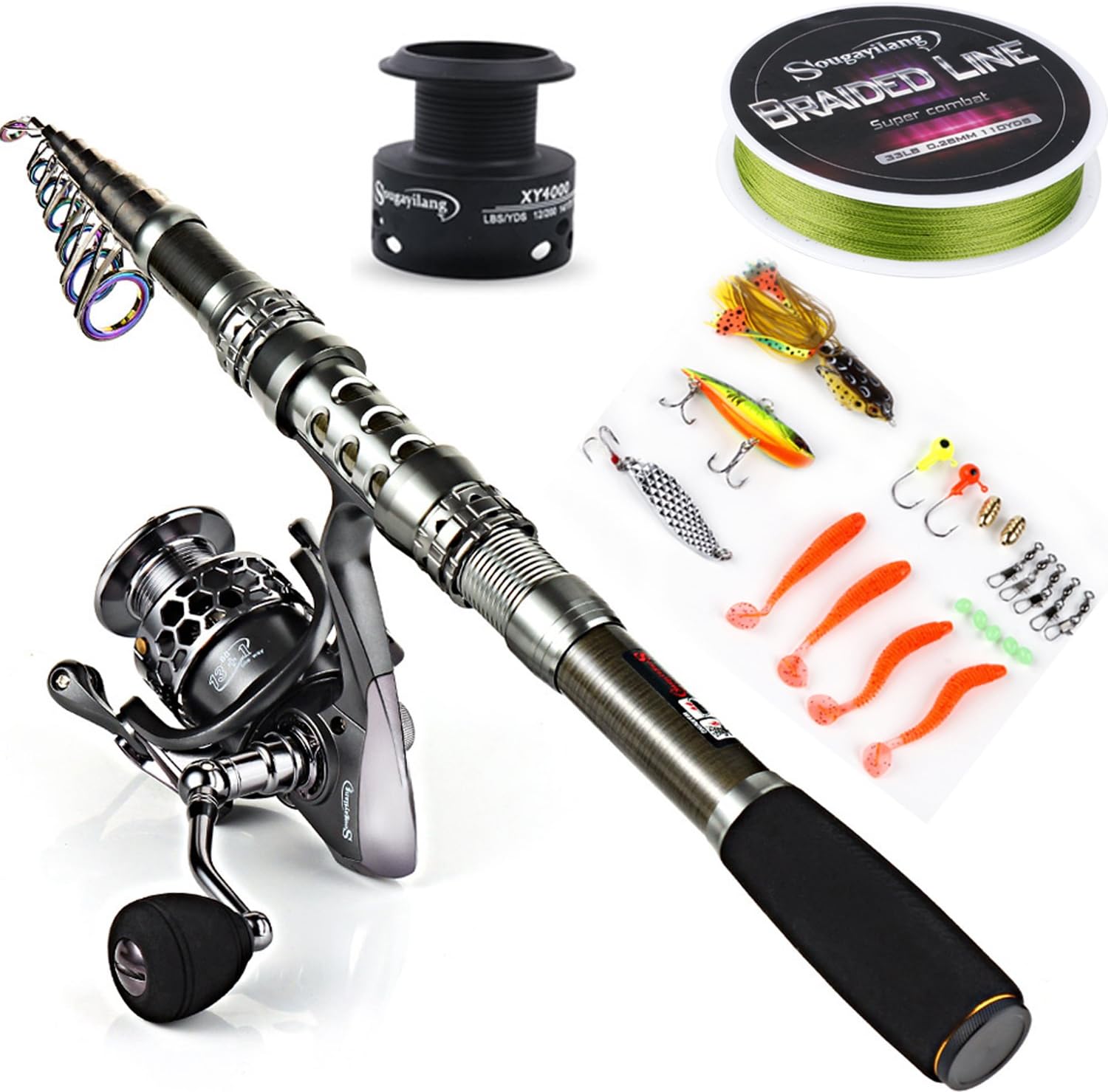 Sougayilang Telescopic Fishing Rod Reel Combos