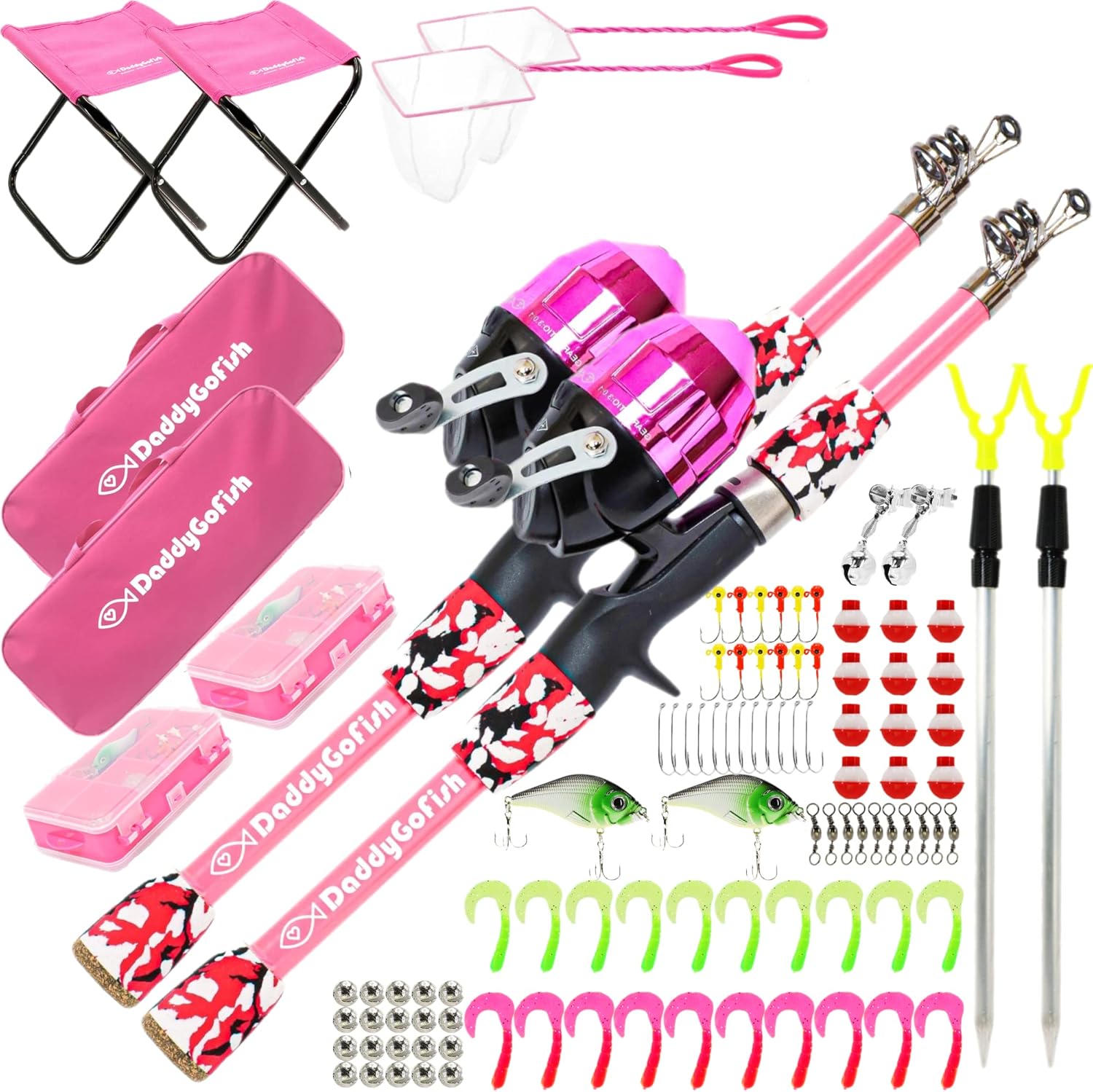 Kids Fishing Pole Set: Rod, Reel, Tackle Box & Chair