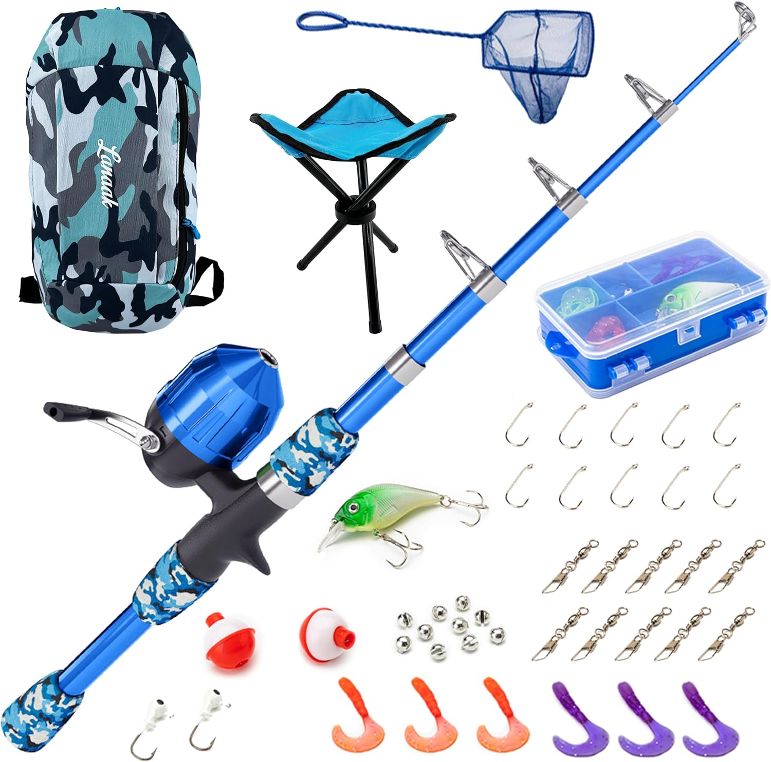 Kids Telescopic Fishing Rod Combo Kit with Tackle Box