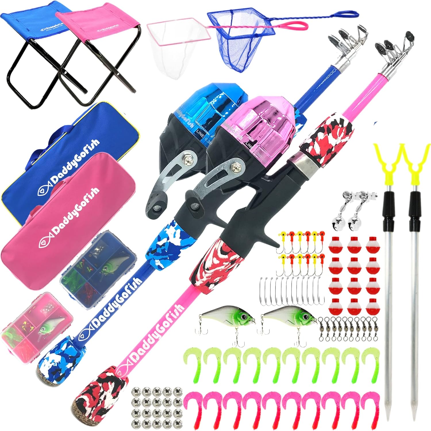 Kids Fishing Pole Set: Rod, Reel, Tackle Box & Chair