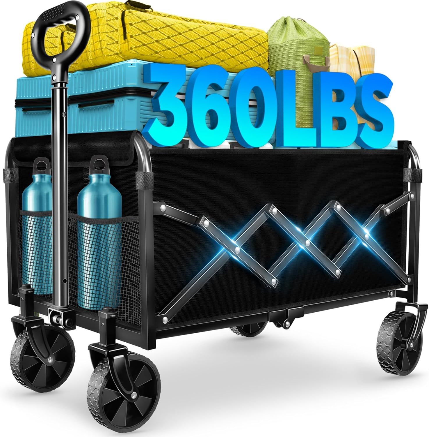 Foldable Wagon Cart with Wheels - All Terrain Beach Camping