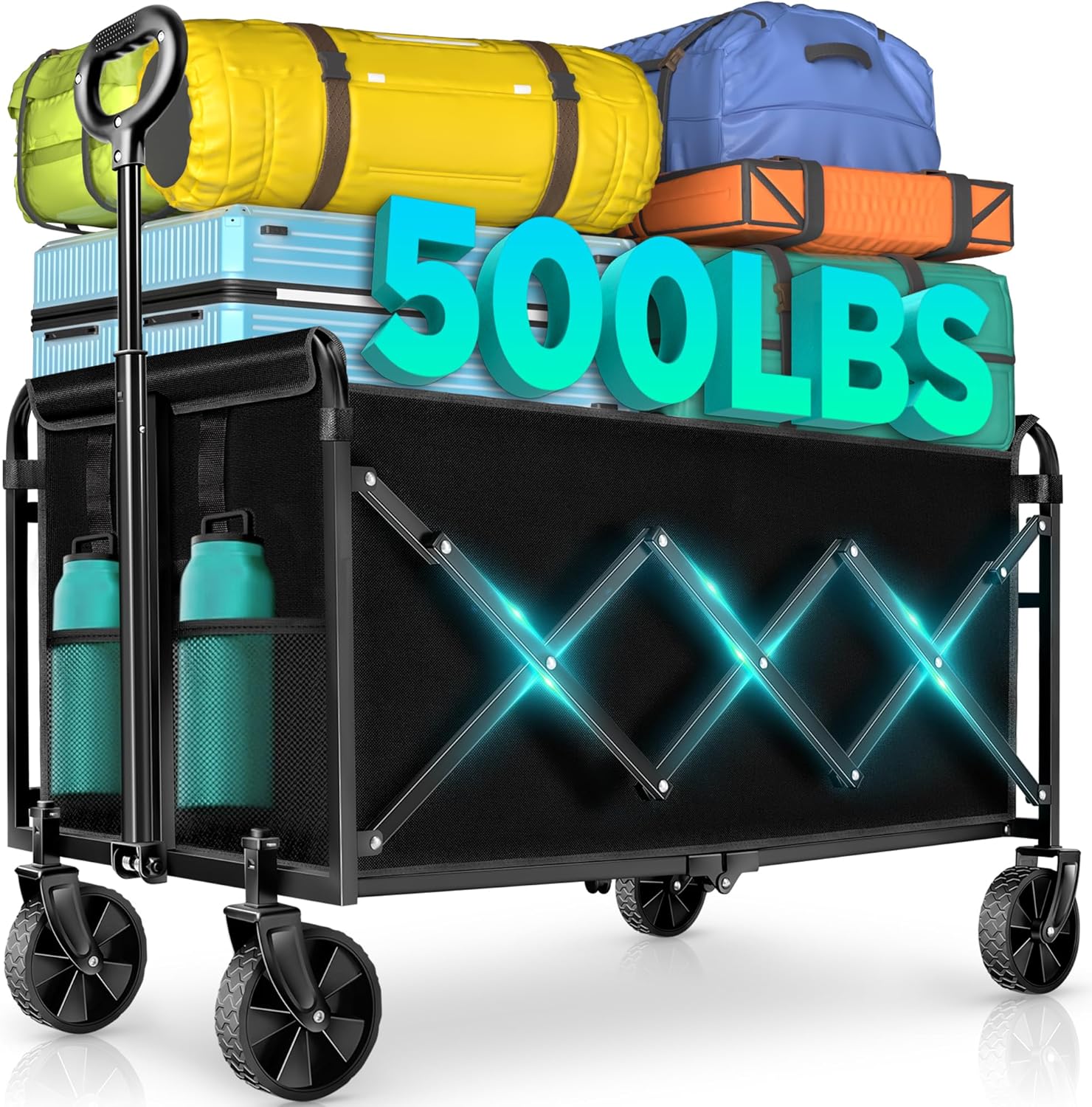 Foldable Wagon Cart with Wheels - All Terrain Beach Camping