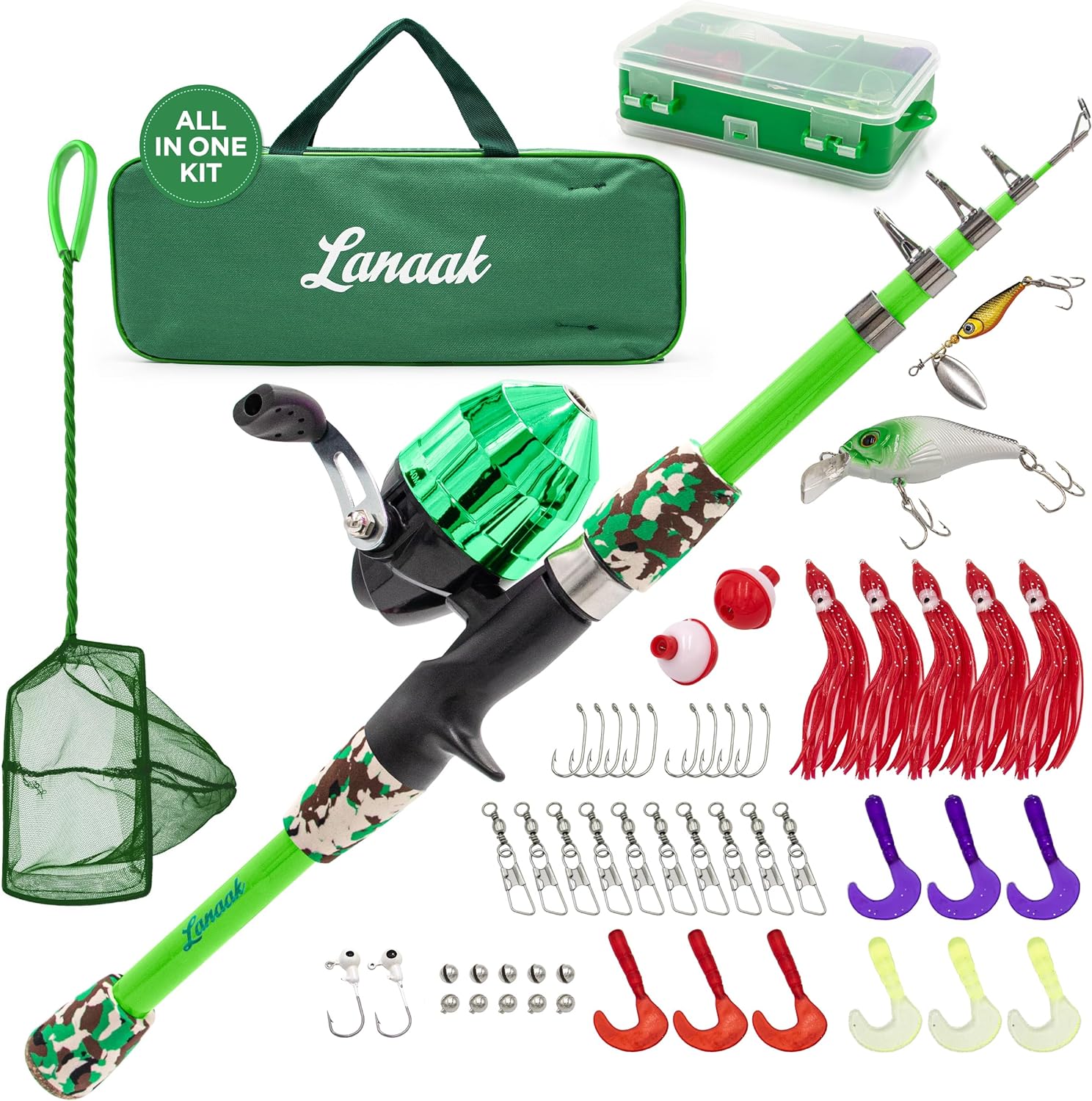 Kids Telescopic Fishing Rod Combo Kit with Tackle Box